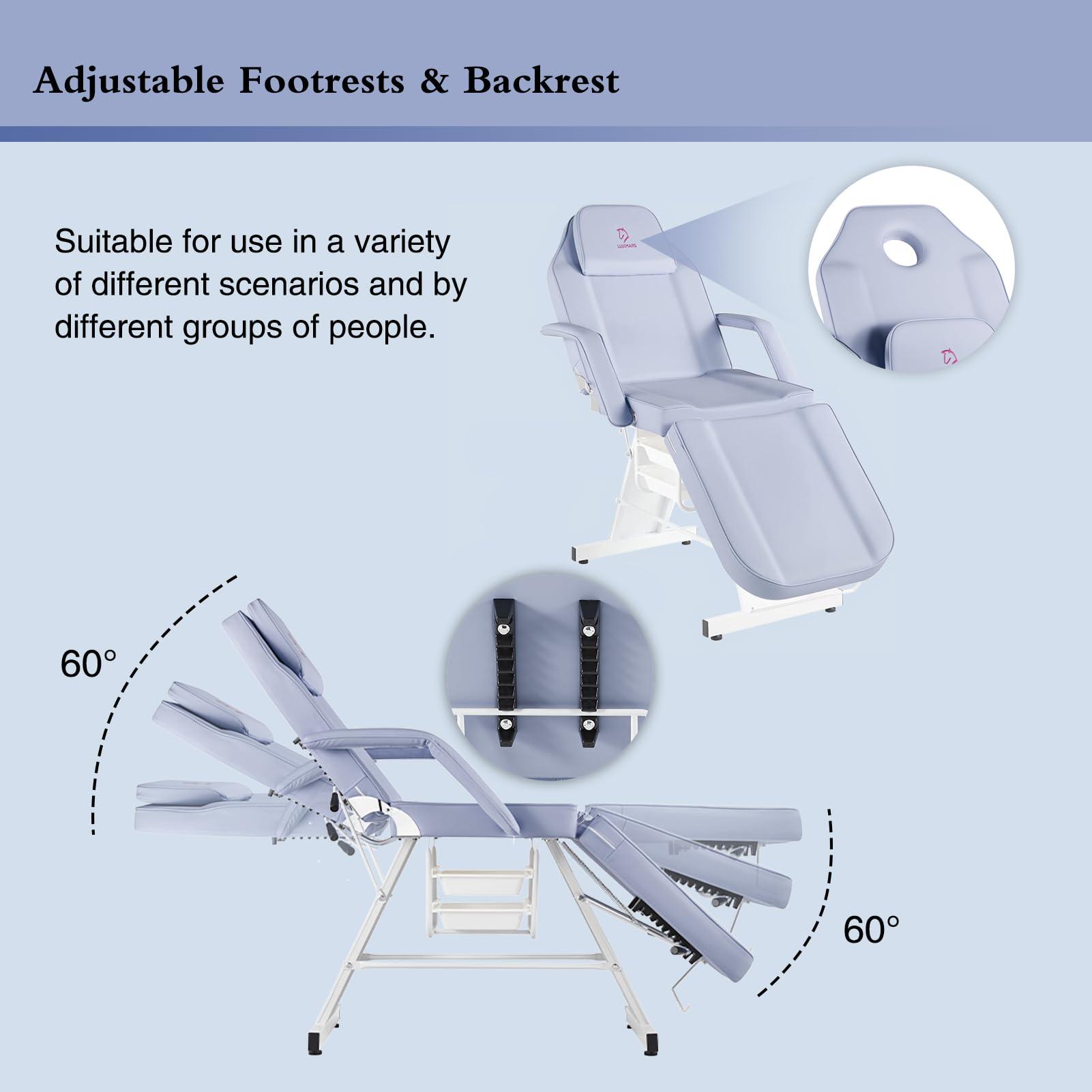 LUXMARS LUXMARS Facial Chair Massage Table 73in 3-Section Multipurpose Massage Bed Professional Tattoo Table Salon Spa Equipment for Facial Spa Beauty Spa Salon Equipment-Purple
