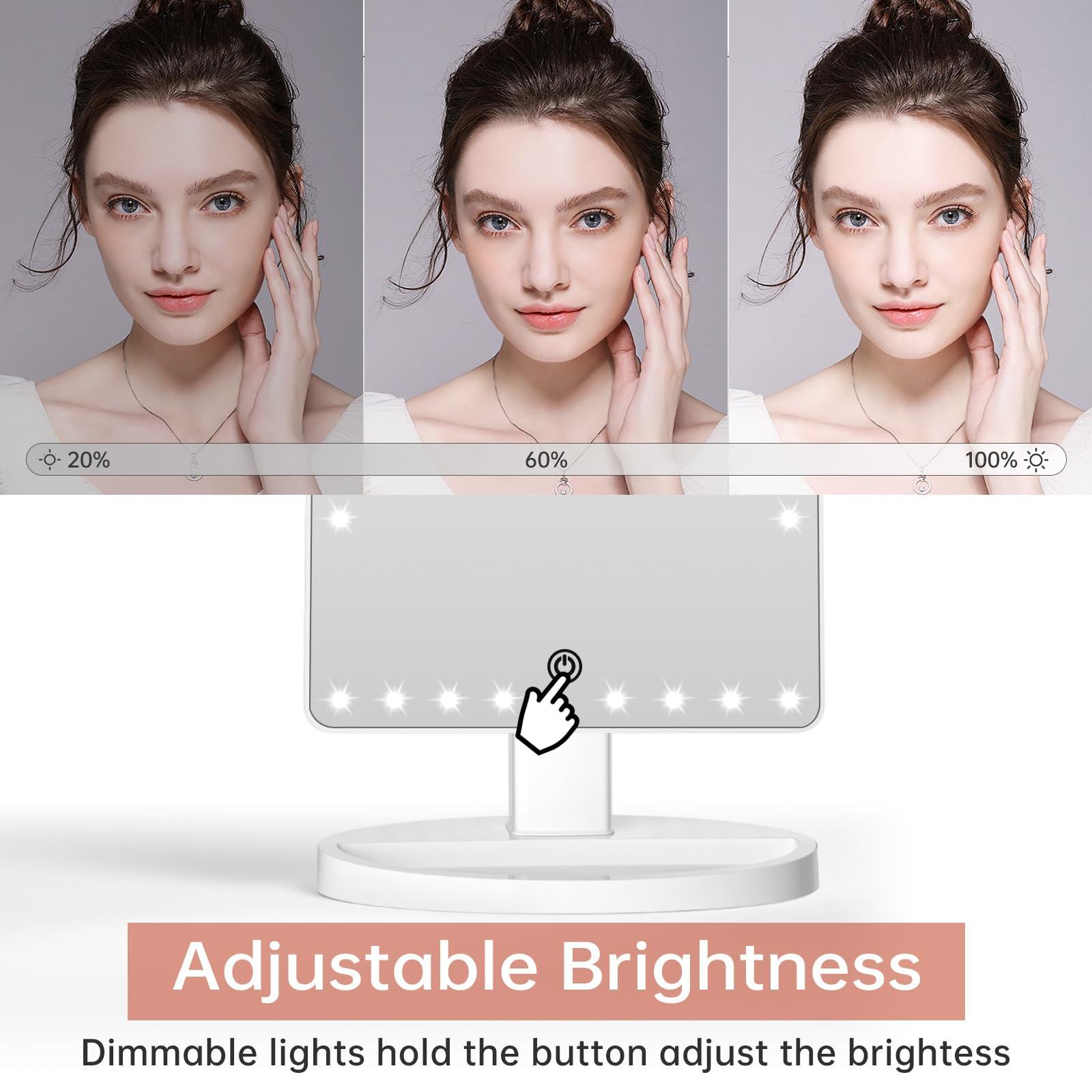 FUNTOUCH FUNTOUCH Large Lighted Vanity Makeup Mirror 360 Rotation Touch Screen and 10X Magnification