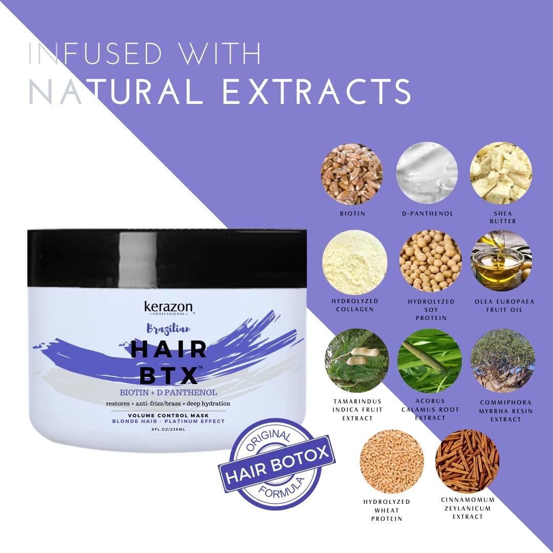 KERAZON KERAZON Brazilian Hair Botox Treatment For Blonde Hair + Sulfate Free and Sodium Free Shampoo & Conditioner KIT