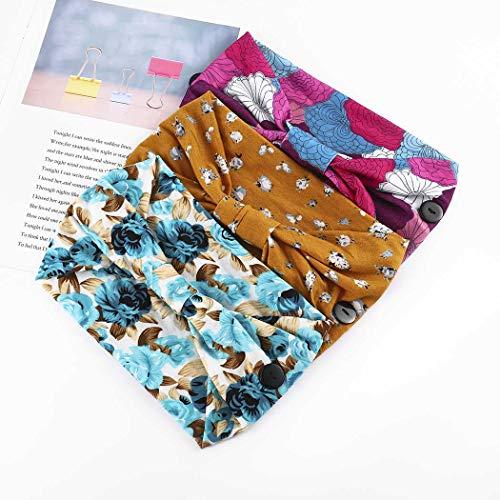 Bohend Bohend Boho Button Headbands Wide Stretchy Daily Use Hair Band Headwear Sport Athletic Yoga Gym Hair Accessories for Women and Girls(3pcs) (K)