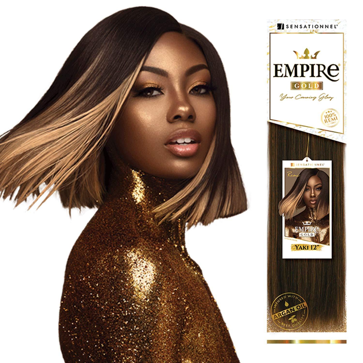 Sensationnel Sensationnel Empire gold yaki weave - human hair for weaving and sew in styles (10 inch, 1 JETBLACK)