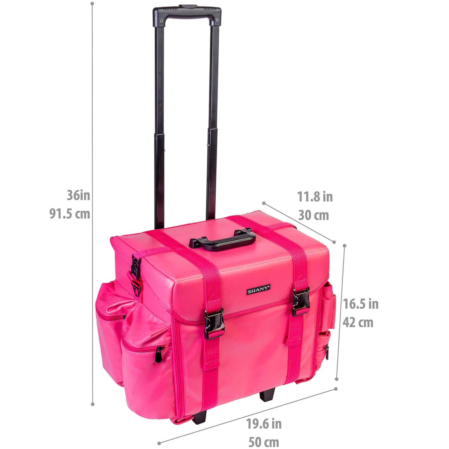 SHANY SHANY Makeup Artist Soft Rolling Trolley Cosmetic Case with Free Set of Mesh Bag Makeup Organizer - Travel Rolling Makeup Bag - Sweetheart