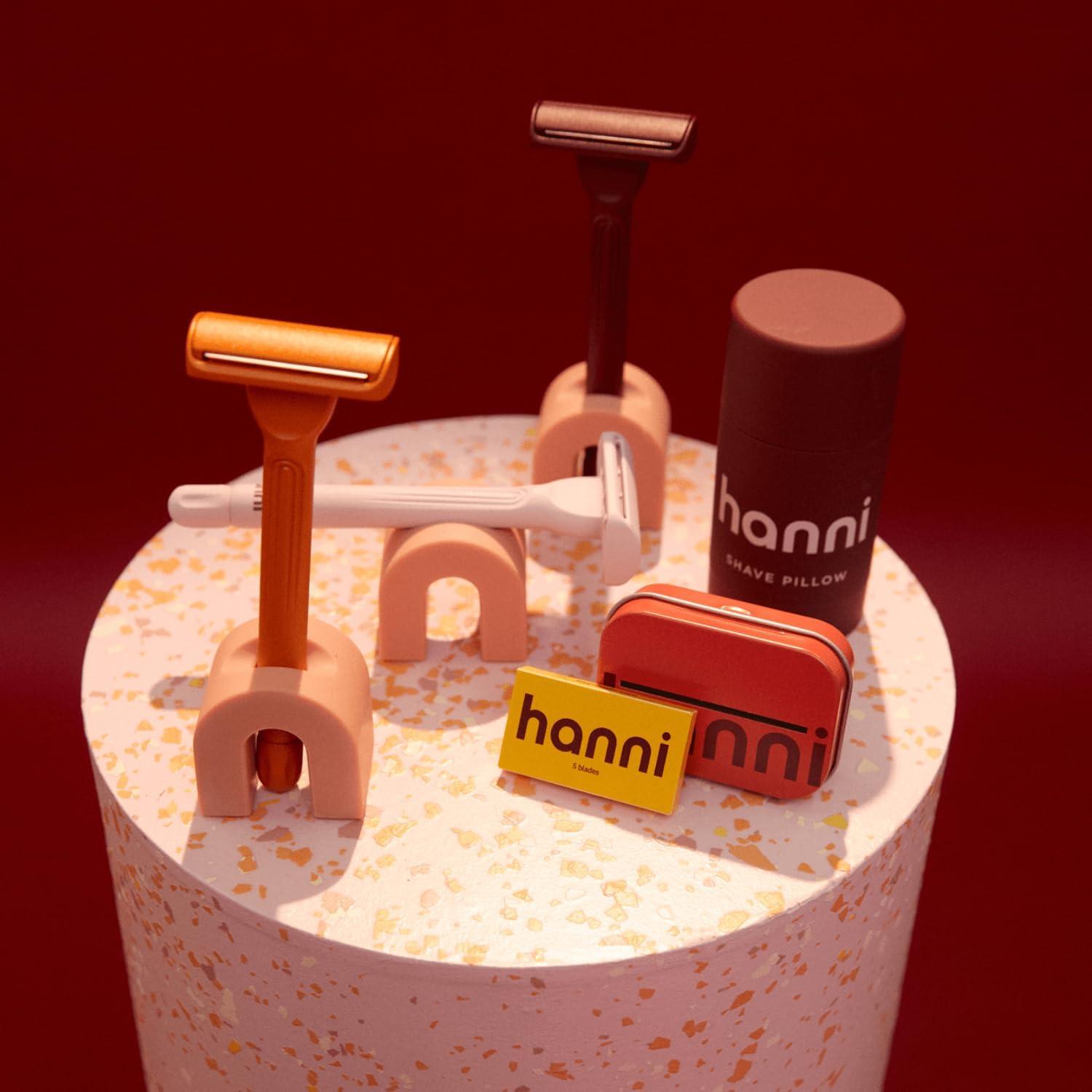 HANNI HANNI Shave Starter Set, Saftey Razor with Blades and Shaving Gel, Unisex Grooming Kit for Smooth, Soft Skin, Hair Removal Gift Set for All Skin Types, Burgundy