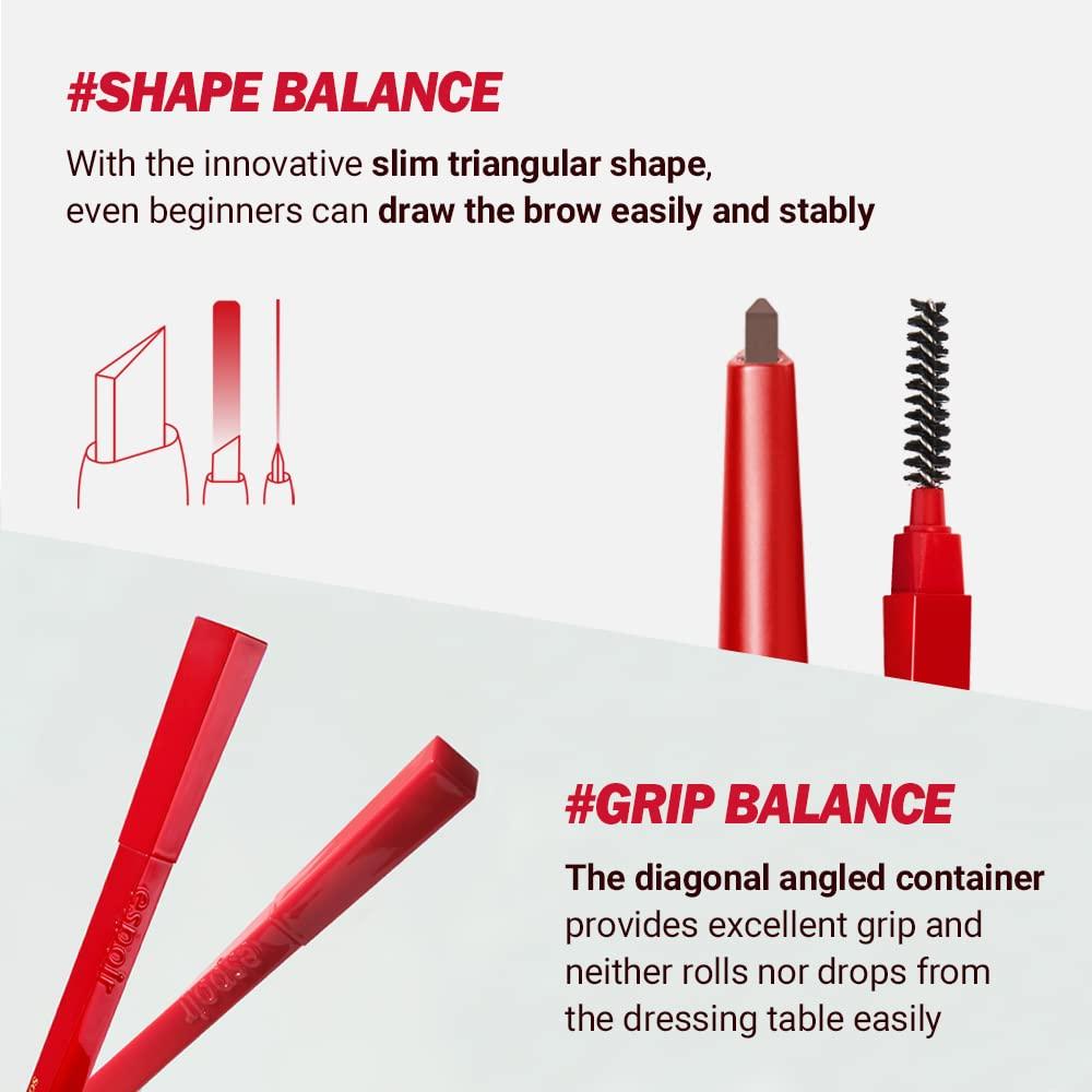 Espoir ESPOIR The Brow Balance Pencil #2 Cool Gray | Eye Brow Pencil that's Natural and Easy to Draw without Clumping | A Detailed and Rich Eyebrow Texture | Korean Makeup