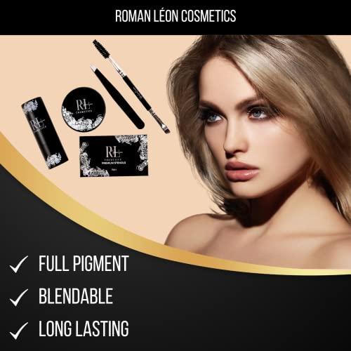 Roman Lon Cosmetics Eyebrow Stamp and Stencil Kit for Perfect Brow Shaping| Brow Stamp Kit Reusable Eyebrow Stencils Waterproof & Long-lasting