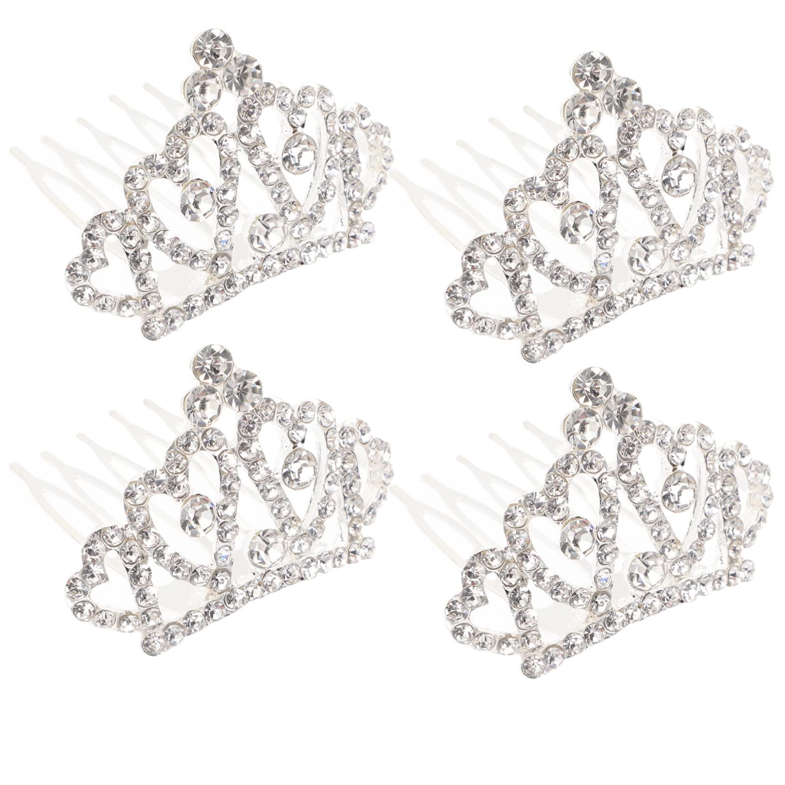 Lurrose Lurrose 4 Pcs Mini Tiara Hair Comb Princess Tiara Comb Princess Comb Shiny Rhinestone Tiara Crystal Rhinestone, Tiara Crystal Headband for Girls