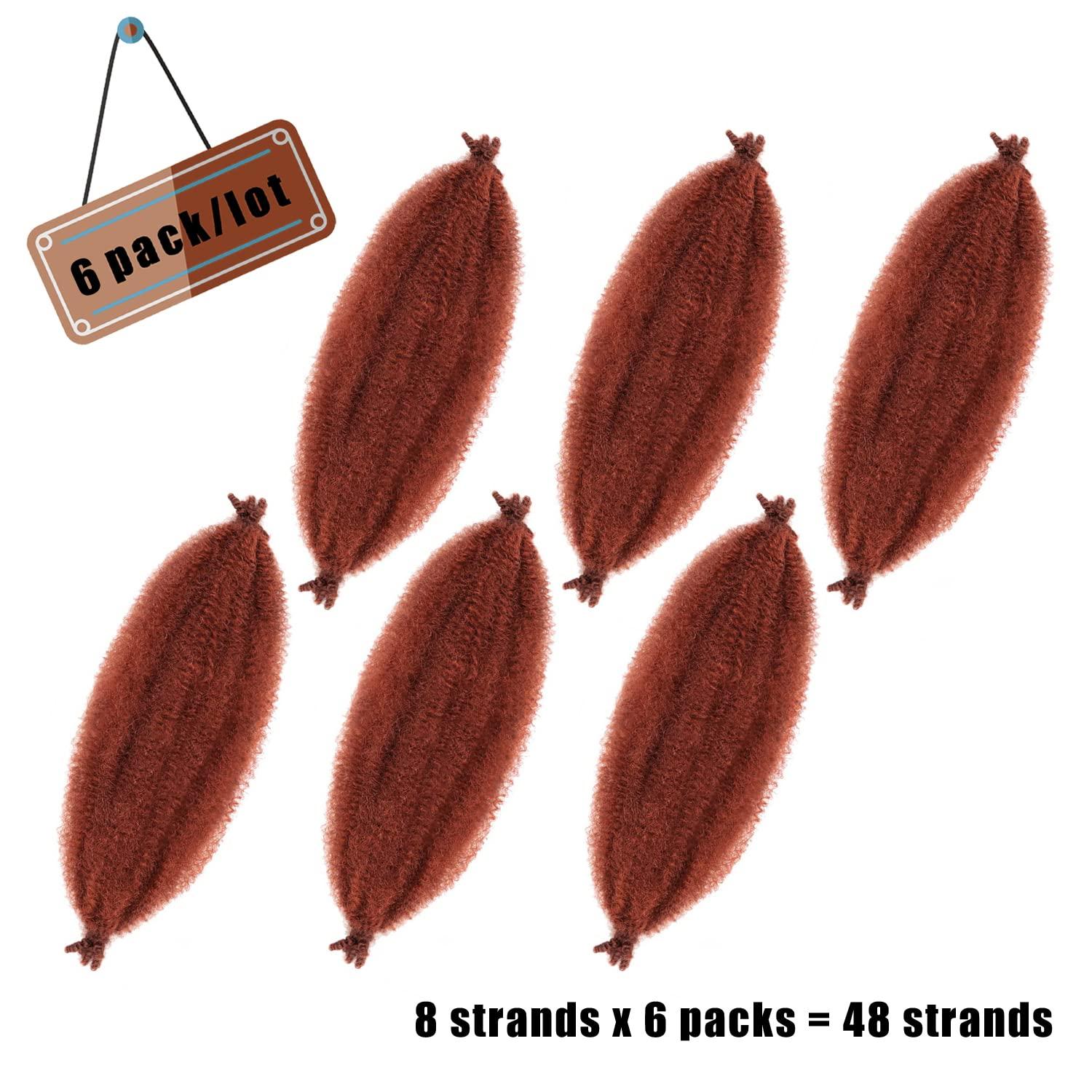 VCEOW VCEOW 6 Packs Ginger Springy Afro Twist Hair 16 Inch VCEOW Pre-Separated 350# Marely Twist Crochet Braiding Hair Soft Pre-fluffed Spring Twist Synthetic Wrapping Hair Extensions