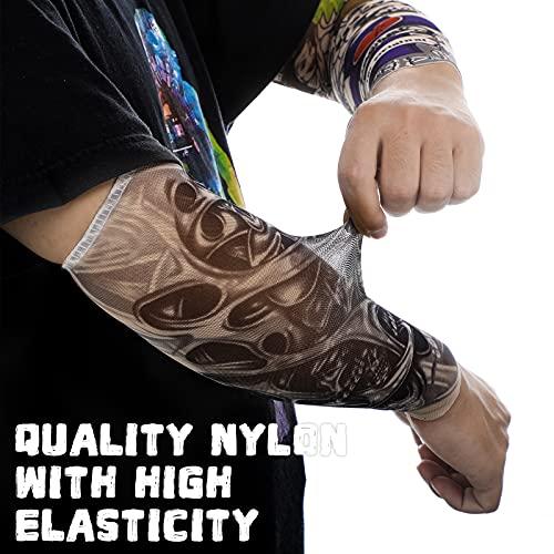 Hicarer 12 Pieces Tattoo Arm Sleeves for Kids Temporary Kids Tattoo Sleeve UV Sun Protection Kids Arm Sleeves (Rich Pattern)