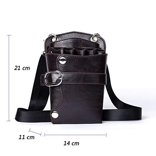 boshiho Scissors Pouch PU Leather Salon Barber Hairdressing Scissors Holster Hair Stylist Tools Bag Comb Shear Holster Waist Shoulder Belt (Black)