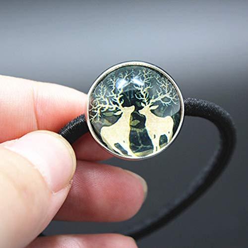 Teensery 20 Pcs Hair Ties Hair Bands with 25mm Round Blank Cabochon Setting Tray for DIY Hair Accessories Making