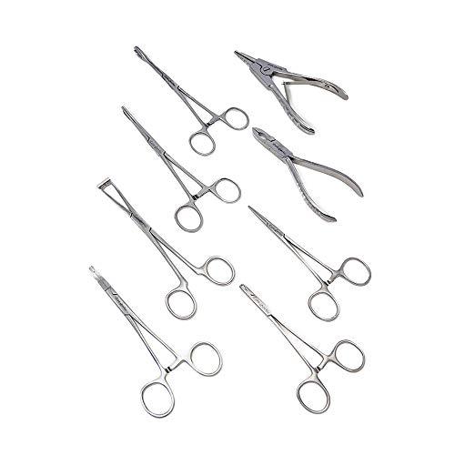 BodyJewelryOnline BodyJewelryOnline Dermal Piercing Tool Kit, Microdermal Forceps, Professional Equipments, Hypoallergenic Supplies, Pack Of 8
