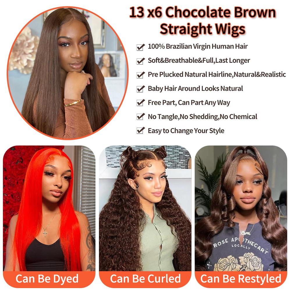 LAPONDAI LAPONDAI 13x6 Chocolate Brown Lace Front Wig Human Hair