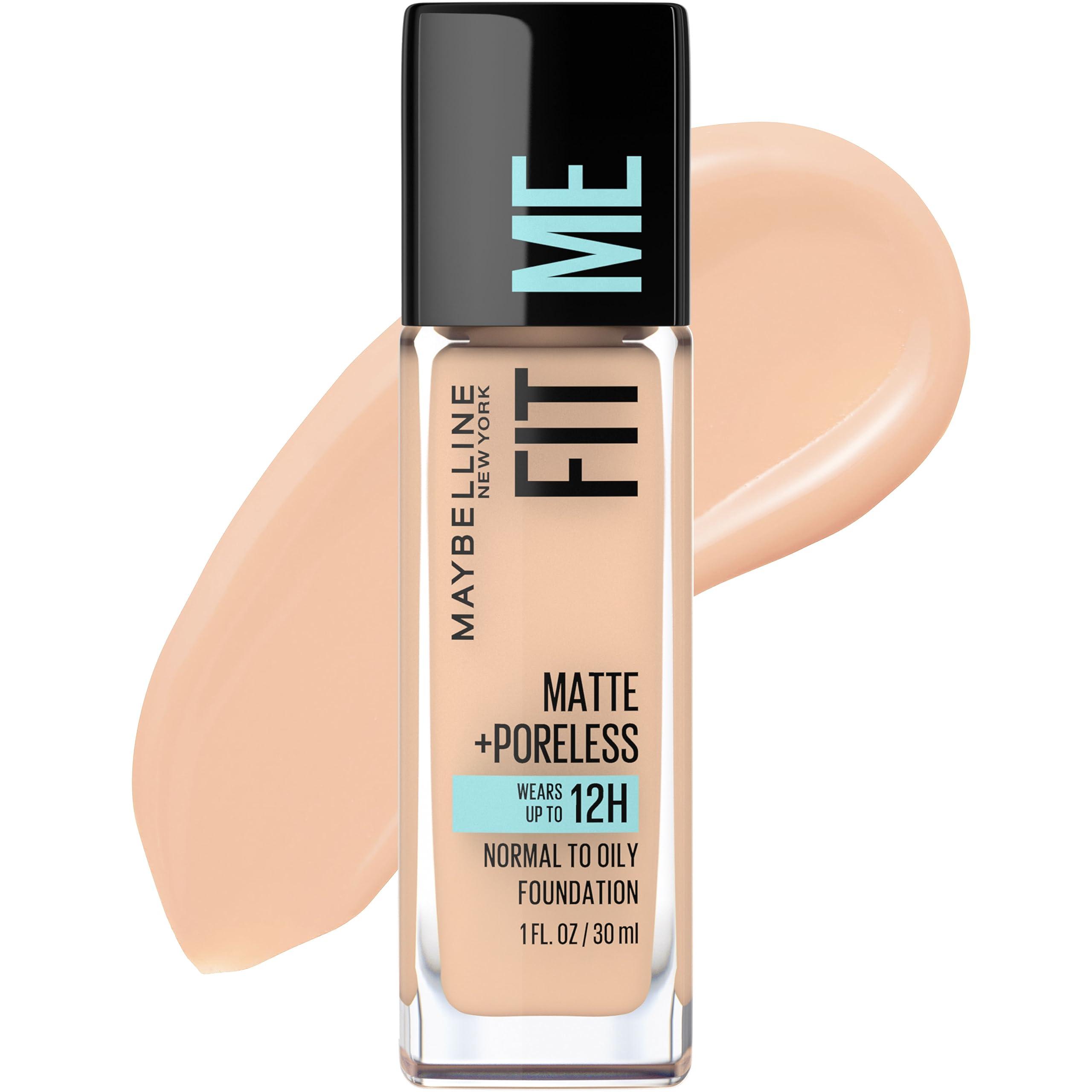 MAYBELLINE Maybelline Fit Me Matte + Poreless Liquid Foundation Makeup, Creamy Beige and Classic Ivory, 1 Count