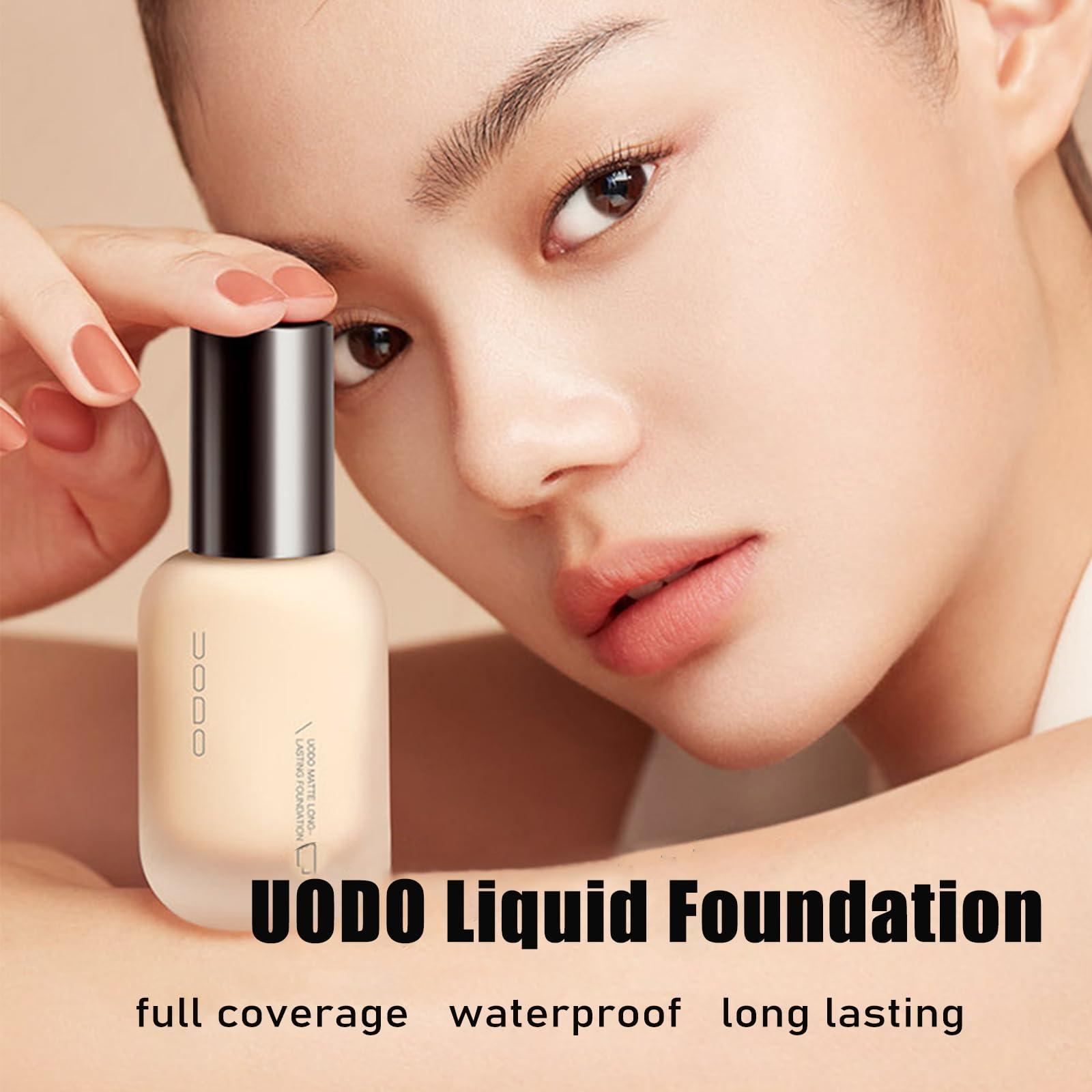 Oplviude UODO Liquid Foundation - UODO Moisturizing Light Foundation/UODO Matte Long Lasting Foundation, UODO Foundation, Invisible Foundation Makeup Uodo, Uodo Maquillaje (Moisturizing W02 Brighten)