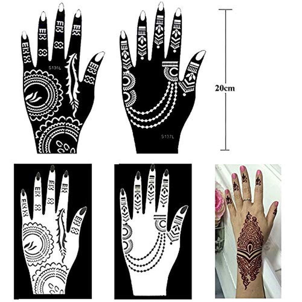 XMASIR XMASIR Temporary Tattoo Kit, 16 Sheets Henna Tattoo Stencil Indian Arabian Tattoo Templates for Girls and Women Body Art Paint