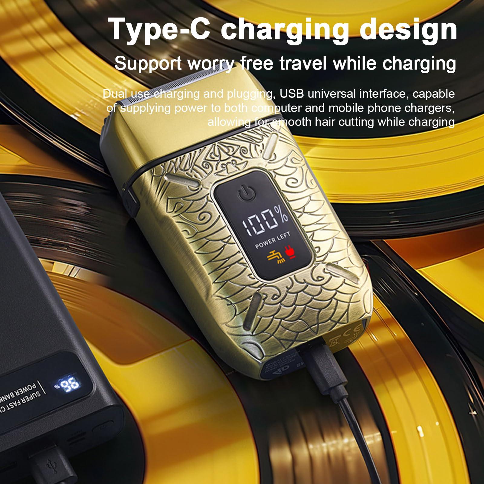 ZJchao Electric Beard Trimmer 3 Heads Shaving for Bald Head Rechargeable Digital Display