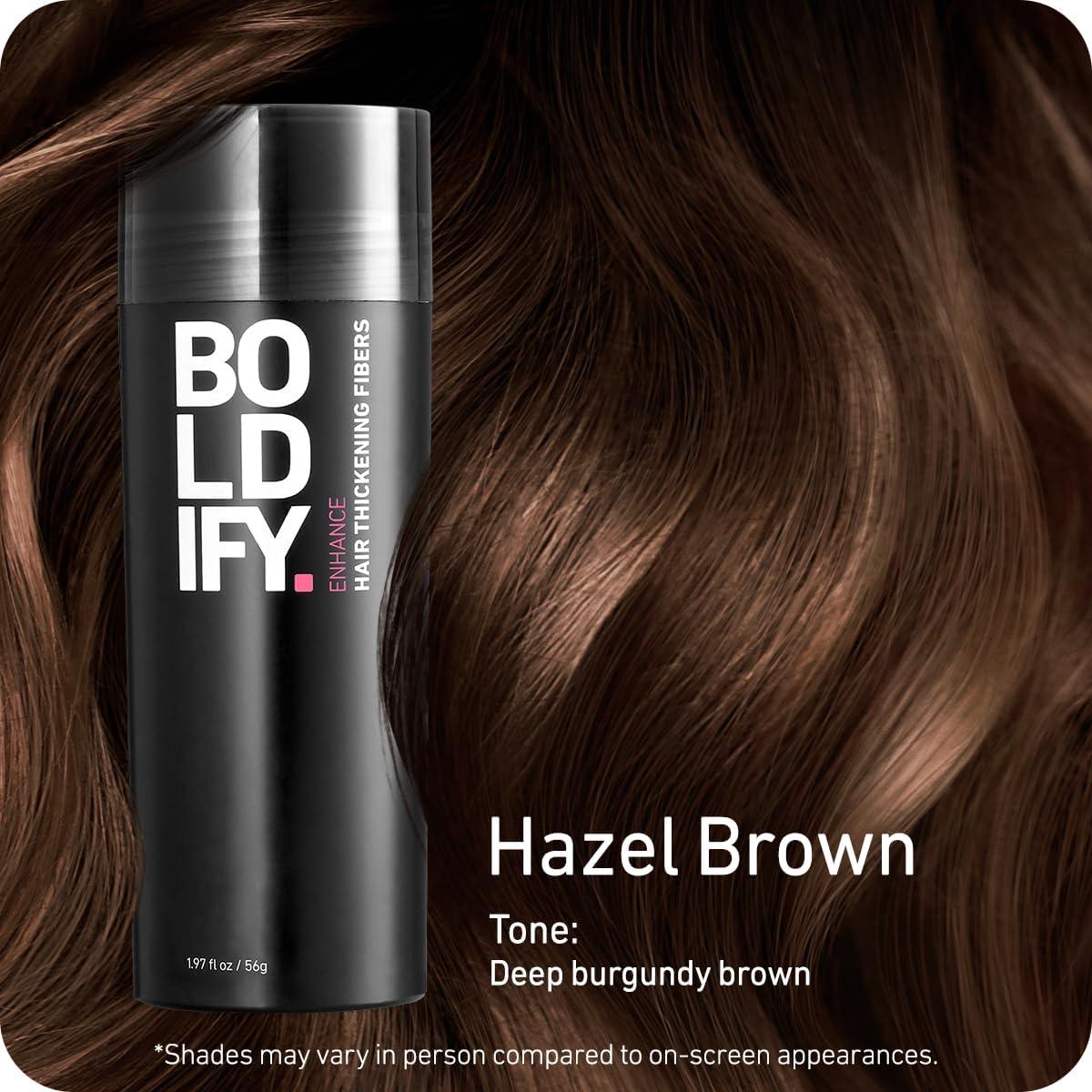 Boldify BOLDIFY Hair Fibers (56g) - Fill In Thinning and Fine Hair for an Instantly Fuller, Thicker Look - 14 Shades for Women & Men - Hazel Brown