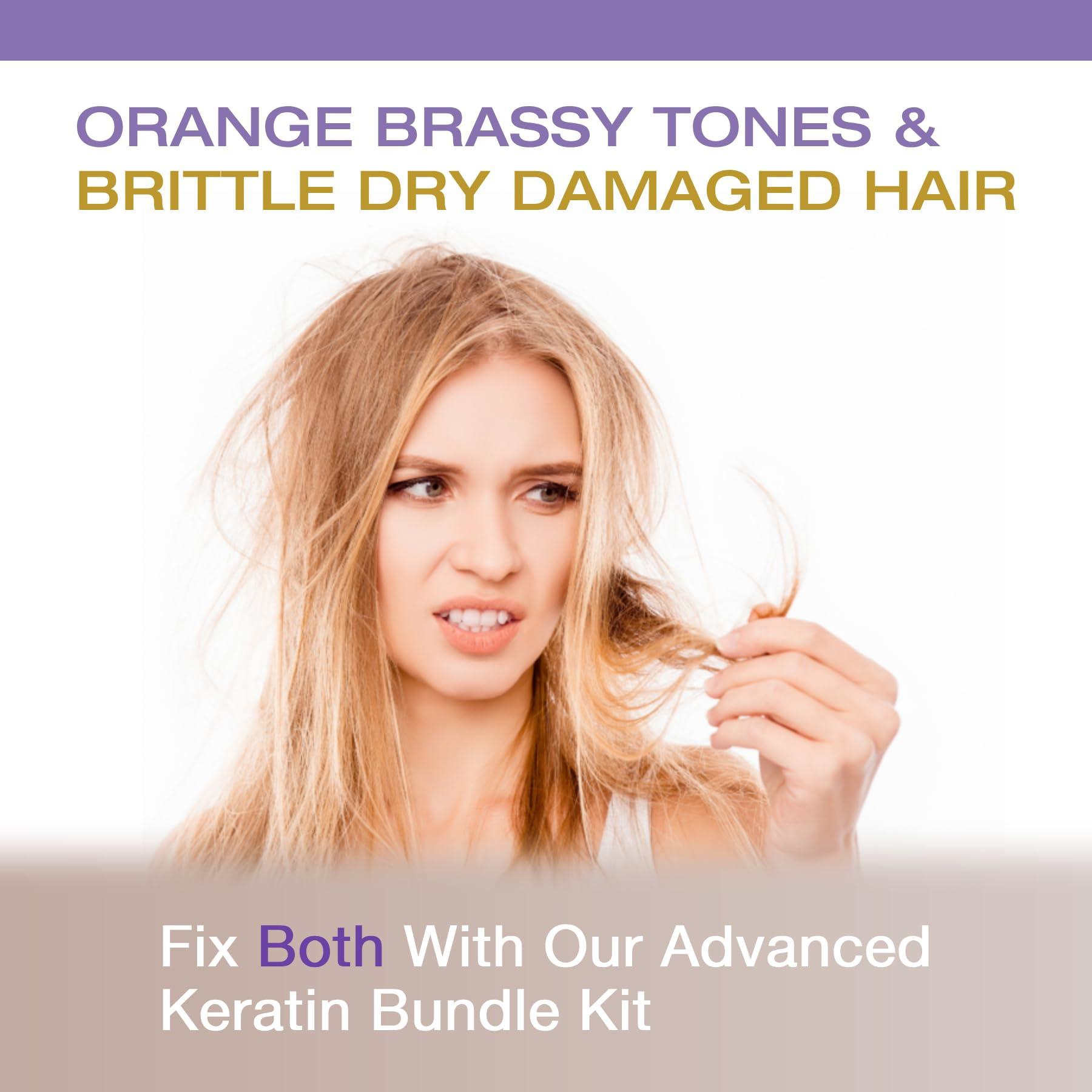 VITAMINS hair cosmetics Vitamins Keratin Purple Blue Hair Mask and Keratin Shampoo Kit - Conditioning Anti Brassiness Toner for Bleached Blonde Platinum Silver White Grey Dry Damaged Hair and Nourishing Clarifying Shampoo