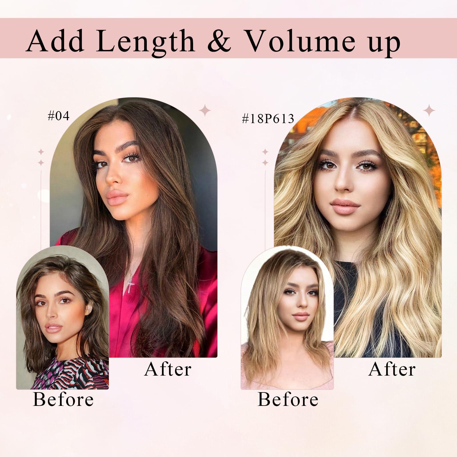 SEGO Halo Hair Extensions Human Hair, SEGO 100% Real Human Hair Extensions Halo, Wire Hair Extensions with Invisible Wire and Clips, Halo Hair Extension for Women, 20Inch Medium Brown Mixed Dark Blonde,70g