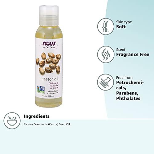 NOW NOW Solutions, Castor Oil, 100% Pure Versatile Skin Care, Multi-Purpose Skin Softener, 4-Ounce