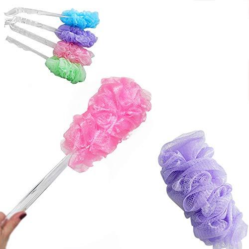 AllTopBargains 2 PC Bath Brush Long Handle Skin Exfoliating Shower Back Scrubber Sponge Loofahs