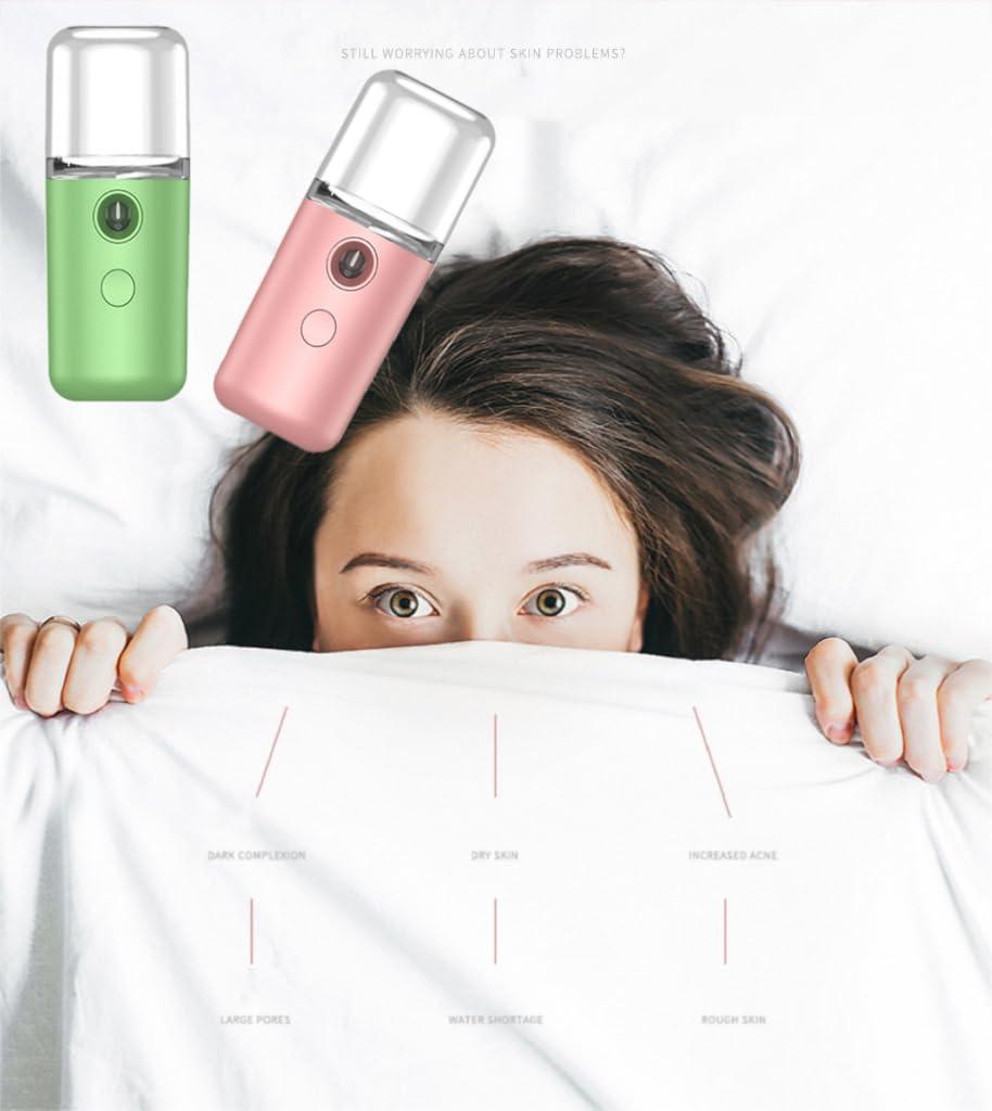 LeoJiang Mini Facial Steamer for Facial Deep Cleaning Portable Facial Steamer Facial Sprayer Handy Face Humidifier Mister Beauty Skin Care USB Rechargeable Facial Sprayer Machine 30ml Green