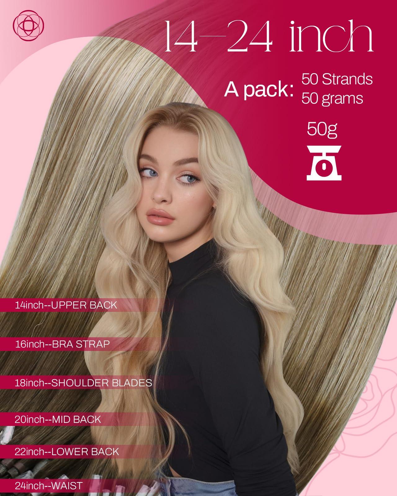 Moresoo Moresoo Micro Link Hair Extensions Ombre Dark Brown to Blonde Micro Loop Human Hair Extensions Balayage Brown Straight Microlink Hair Extensions Human Hair 14 Inch 50G/50S