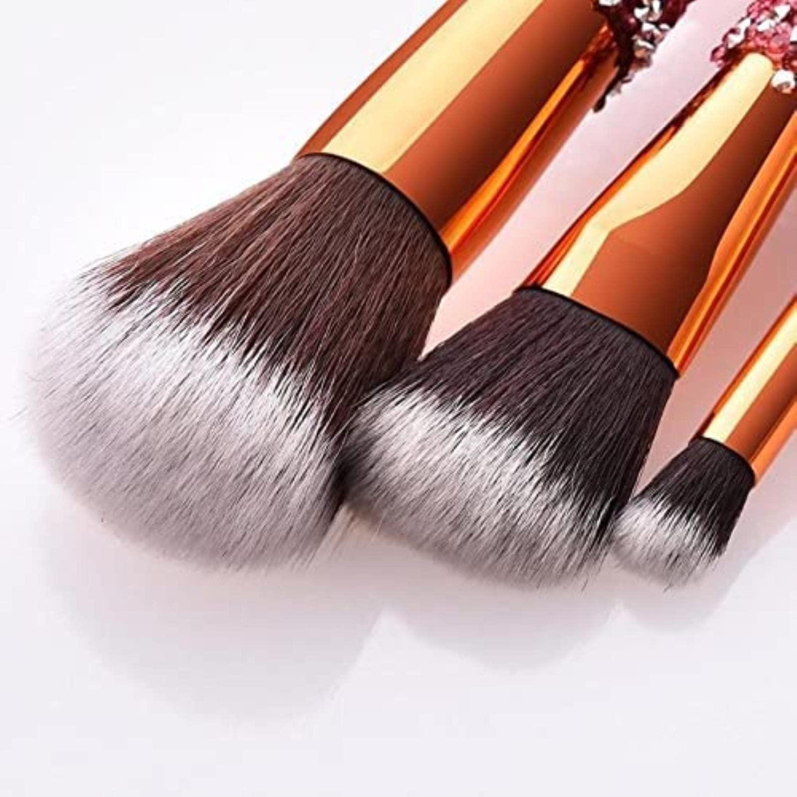 WODMB 10pcs Diamond Makeup Brushes Set Glitter Shiny Crystal Brush with PU Bag Foundation Blush Kit (Color : B)