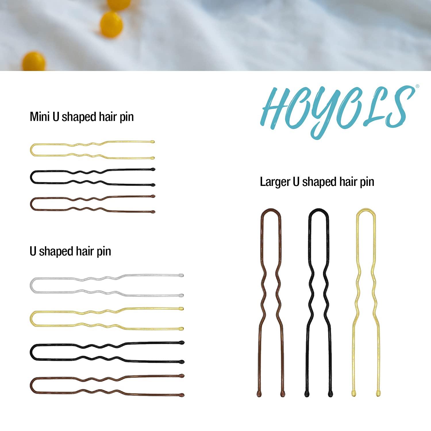 HOYOLS Hoyols U Shaped Bobby Pins, Metal Curved Curly Waved Bun Clips Hairpin for Women Girls Grips Hairstyle Updo Thin Thick Hair, 100 Count 2.4 in (Blonde)