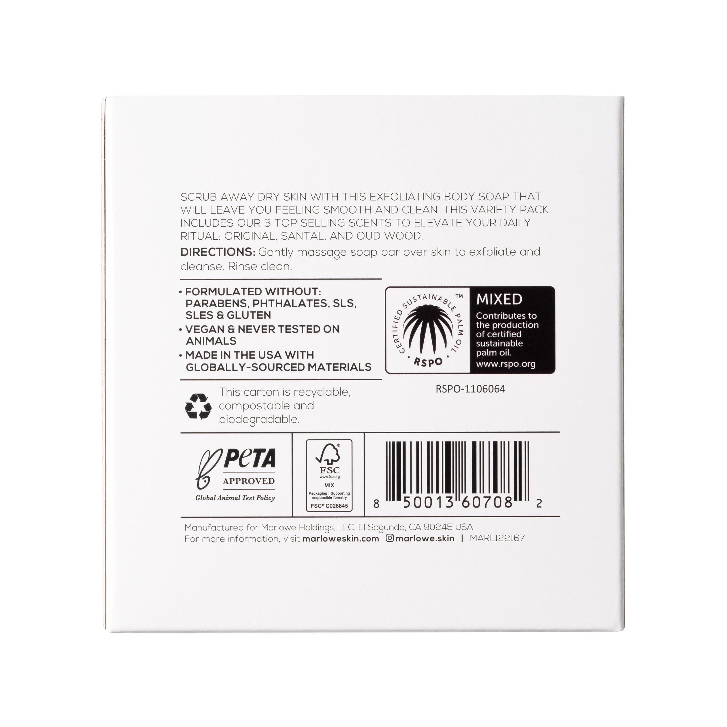 MARLOWE. M BLEND MARLOWE. No. 102 Men\'s Body Scrub Soap 7oz (Variety Trio) Best Exfoliating Body Soap Bars for Men, Made with Natural Ingredients, Green Tea Extract, Features 3 Amazing Scents