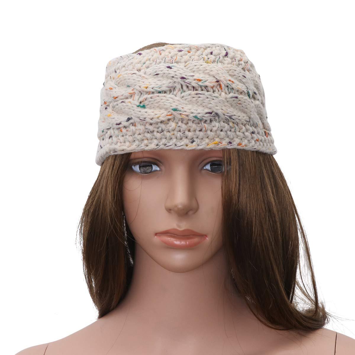 KESYOO KESYOO 2pcs Crochet Turban Headband Elastic Crochet Hair Bands Crocheted Headband Knitted Ear Warmer Knitted Hair Band Hair Accessories for Women Fashion Headdress Winter Earmuffs Women\'s