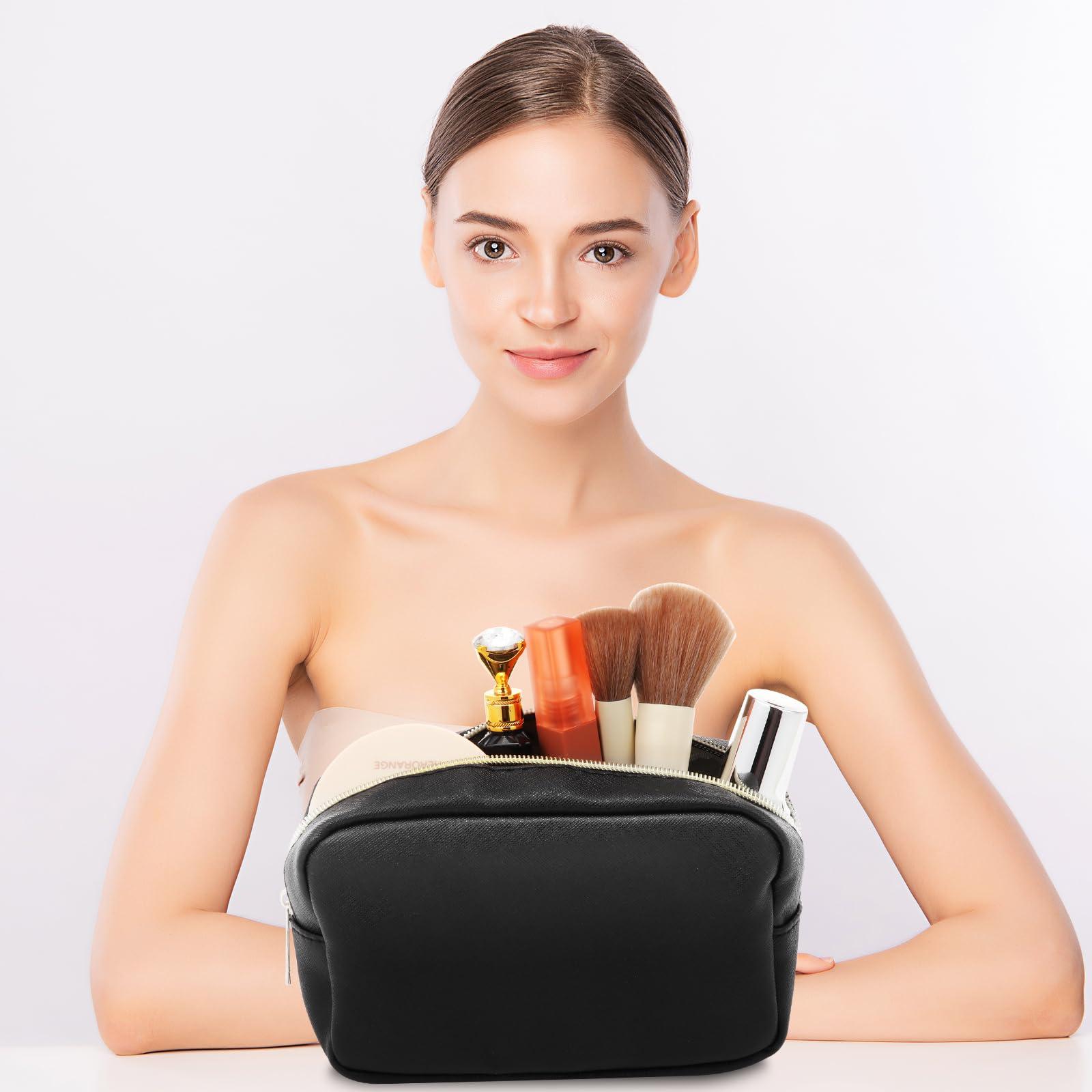 Sweetude Sweetude 10 Pcs Preppy Makeup Bag Bulk Cosmetic Bag Birthday Gift Return Gifts for Women Toiletry Pouch DIY PU Leather Skincare Pouch(Black)