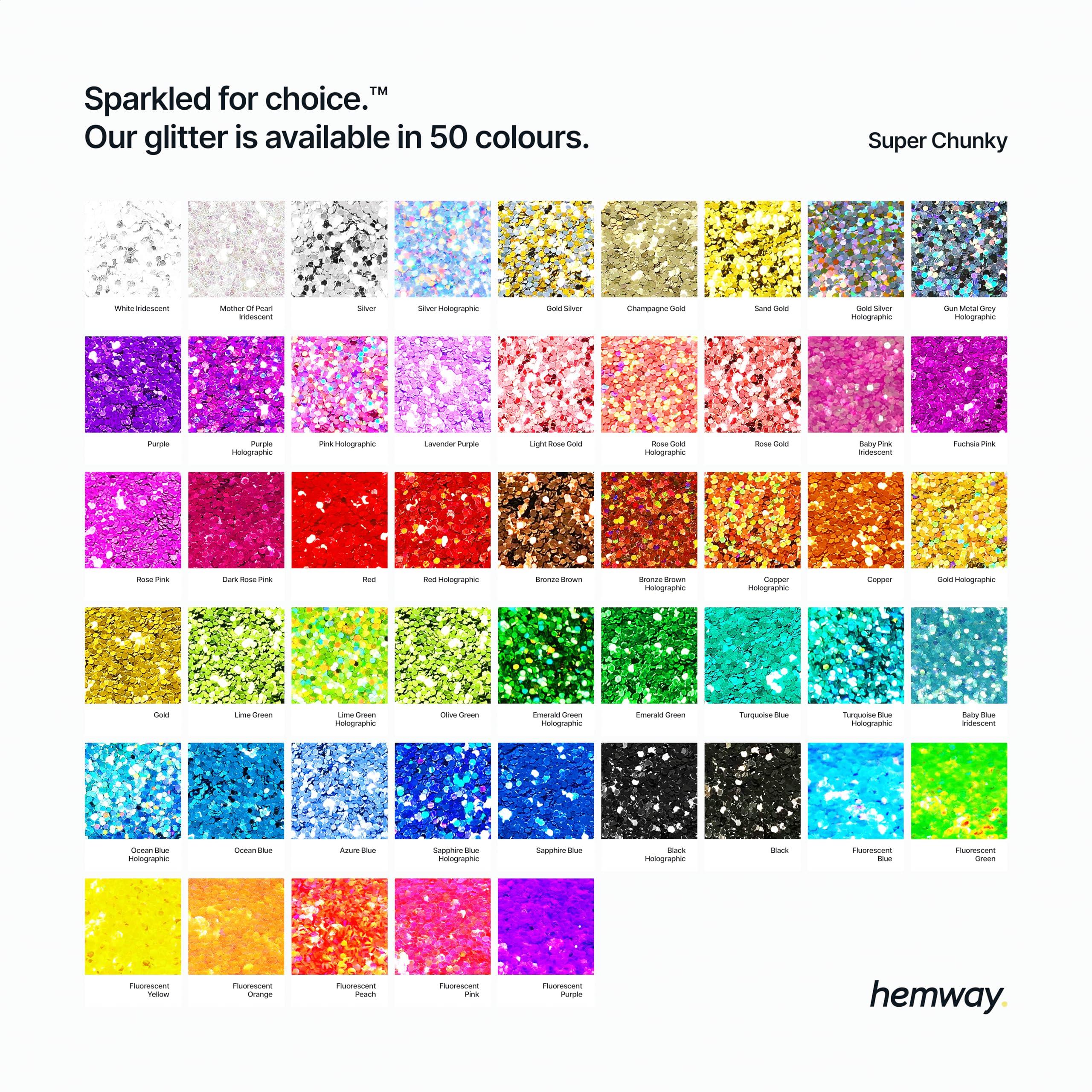 Hemway Hemway Premium Ultra Sparkle Glitter Multi Purpose Metallic Flake for Arts Crafts Nails Cosmetics Resin Festival Face Hair - Champagne Gold - Super Chunky (1/8" 0.125" 3mm) 100g / 3.5oz