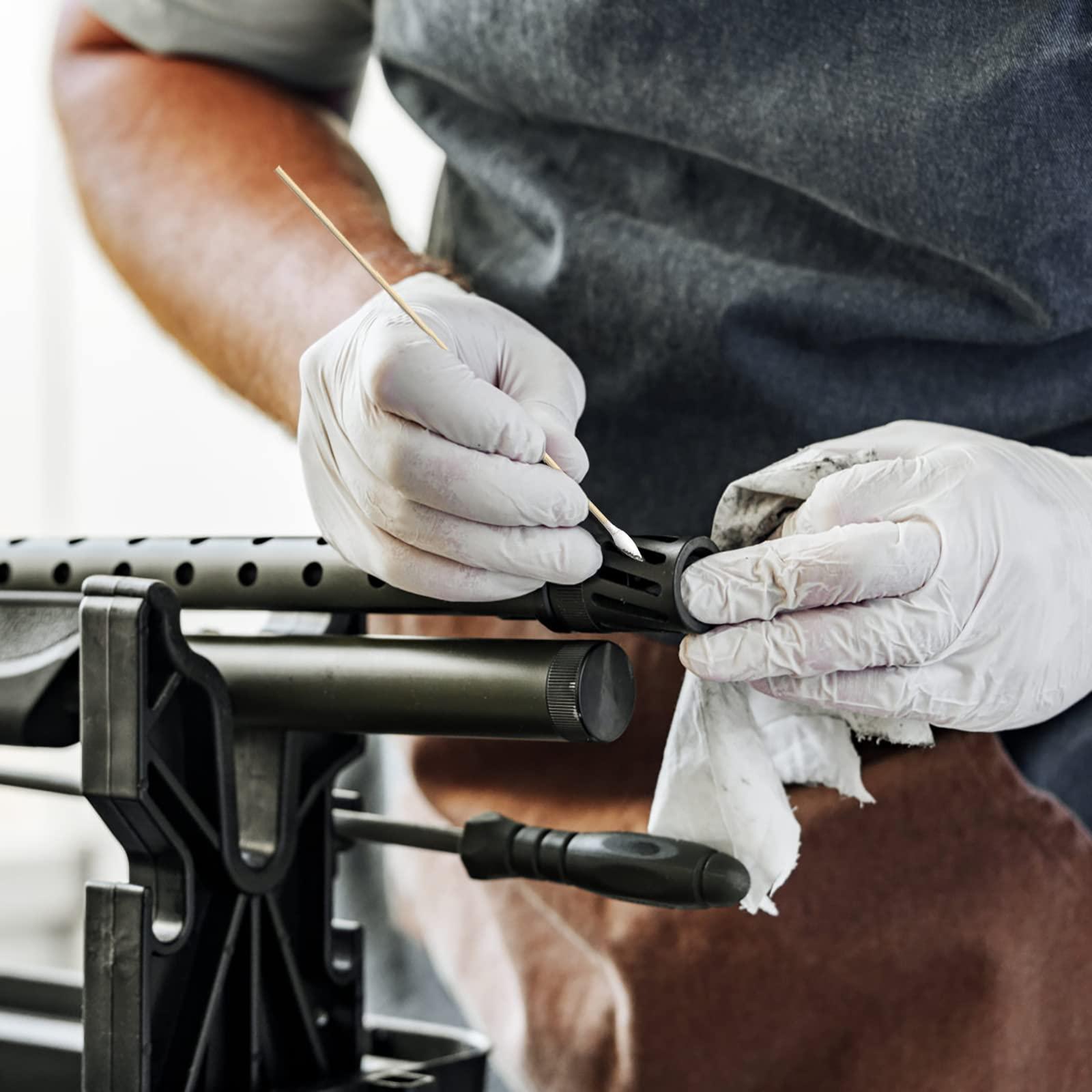 PINGMIC 500PCS Precision Gun Cleaning Swabs, 6 Inch Pointed Cotton Swabs with Storage Case - Lint Free Sturdy Cotton Swabs with Bamboo Handle - Long Cotton Swab for Gun Cleaning, Makeup, Electronic