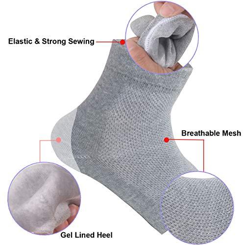Exptolii Vented Moisturizing Gel Heel Socks, 3 Pairs Toeless Spa Sock for Foot Care Treatment, Cracked Heels, Dry Feet, Foot Calluses (Gray, Green, Pink)