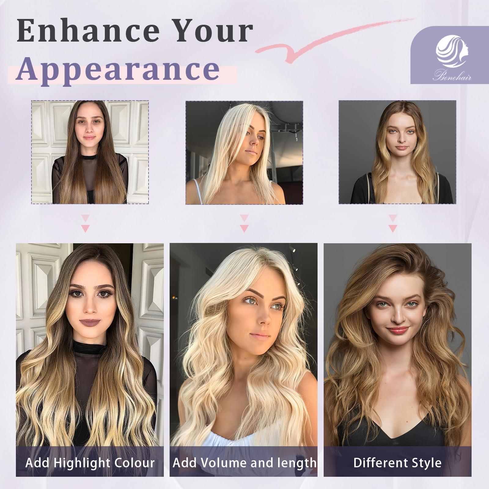 Benehair Benehair Nano Tip Human Hair Extensions Straight Cold Fushion Stick Ash Blonde&Bleach Blonde #18P613 Nano Beads Hair Extensions Real Human Hair 50 Strands 50g Natural Long Highlight Remy Hair 22Inch