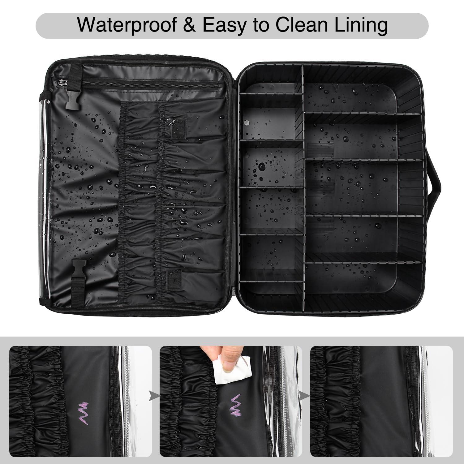 Relavel Relavel Hairstylist Rolling Case with Extra Large Makeup Case with Plastic Dividers, Hairstylist Traveling Bag with 4 Wheels, Heat Insulation Full Layer, Travel Makeup Train Case Makeup Artist Bag