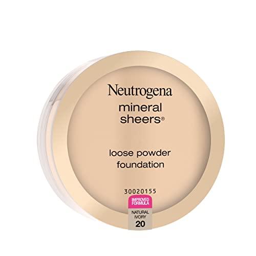 Neutrogena Neutrogena Mineral Sheers Lightweight Loose Powder Makeup Foundation with Vitamins A, C, & E, Sheer to Medium Buildable Coverage, Skin Tone Enhancer, Face Redness Reducer, Natural Ivory 20,.19 oz