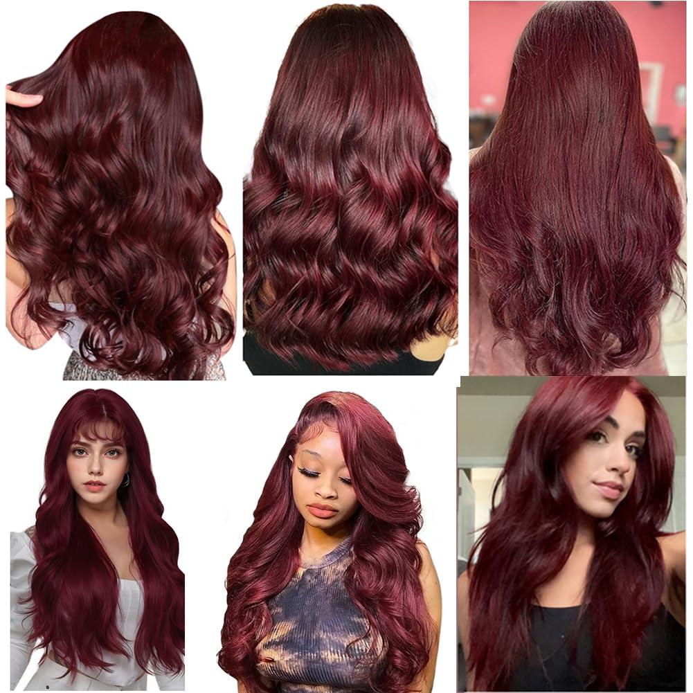 Kiss darling LASHES 40pcs 22inch 100g Tape in Hair Extensions Human Hair 99j Burgundy Tape in Hair Extensions for Women Wine Red Body Wave Tape Ins Invisible Seamless Glue in Hair