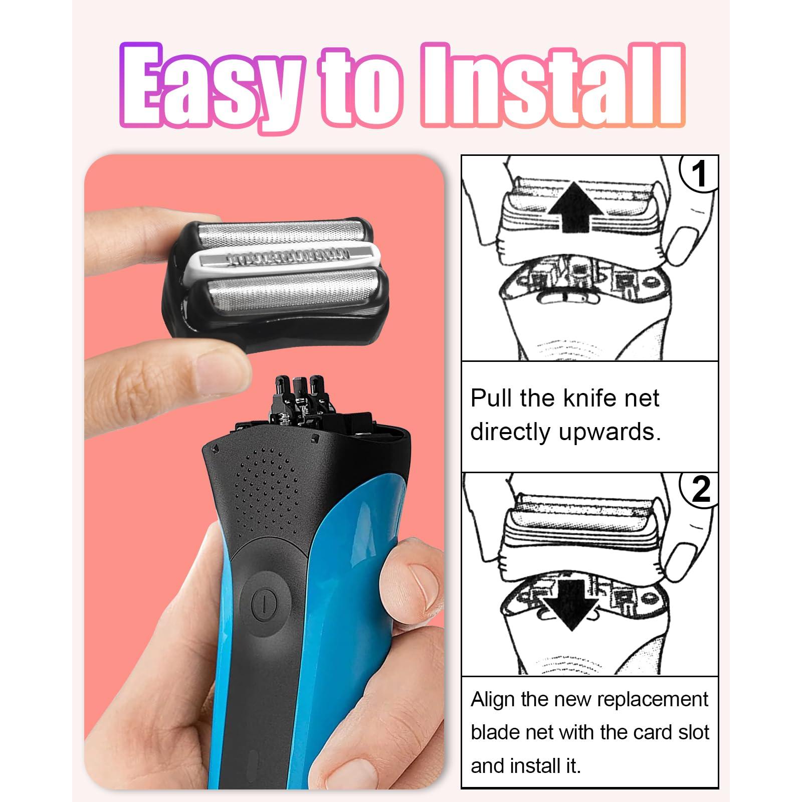 YAZIYIR 2 Pack Series 332B Replacement Shaver Head Compatible with Braun S3 3040s 3000s 3050cc 3010s 3070cc 3080s 3090s 310s 3020s 330s 370cc-4 380s-4