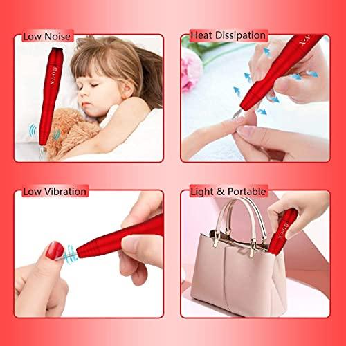 OVX Electric Nail Drill, Professional Portable Nail Drill for Acrylic Nails, Portable Electric Nail File Kit with Nail Drill Bits and Sanding Bands,Manicure Pedicure for Polishing,Nail Removing(Red)
