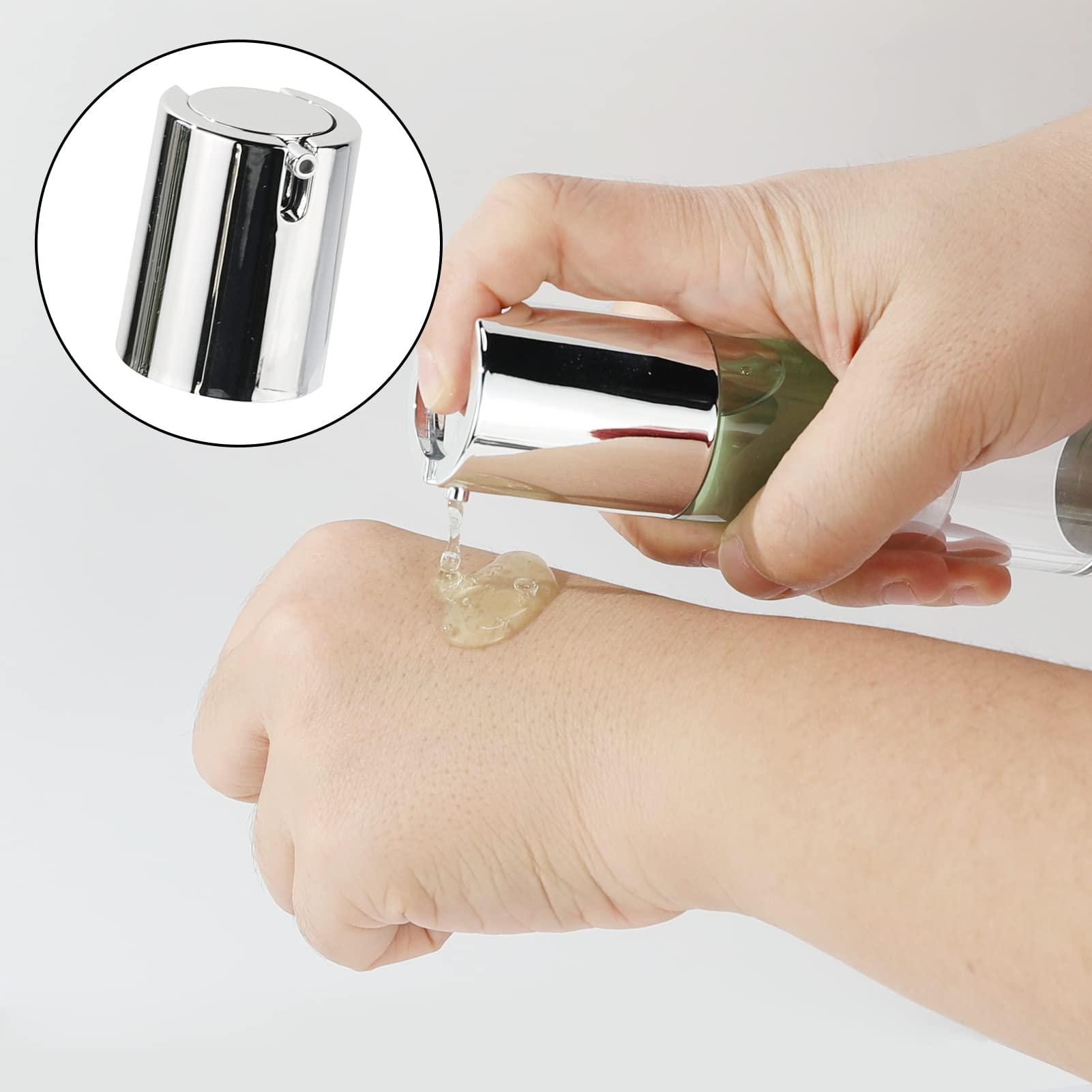 longway LONGWAY 1.7oz/50ml Airless Pump Bottles Silver Airless Cosmetic Cream Pump Bottle Travel Size Dispenser Refillable ContainersPack of 6