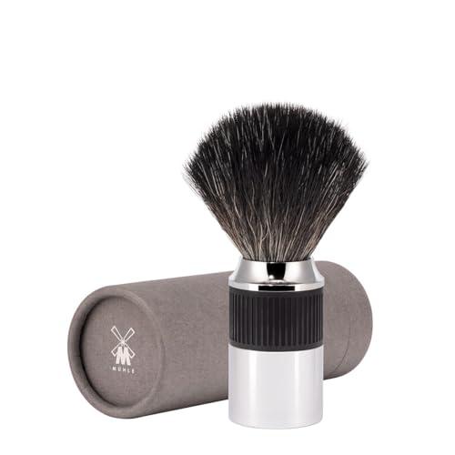 MHLE MHLE NEO shaving brush | Vegan Shave Brush for Shaving soaps and creams | sustainable eco-friendly and reusable | exfoliating shaving brush | chrome with black silicone grip handle