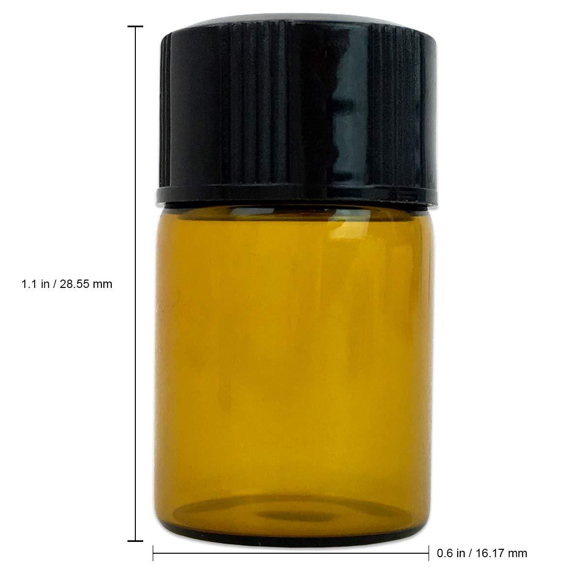 Beauticom Beauticom USA 5/8 Dram/2ML Amber Glass Vial for Lab Chemicals, Reagents, Serums, Oils and Other Liquids with Orifice Reducer and Dropper Top (Pack of 120 Pieces)