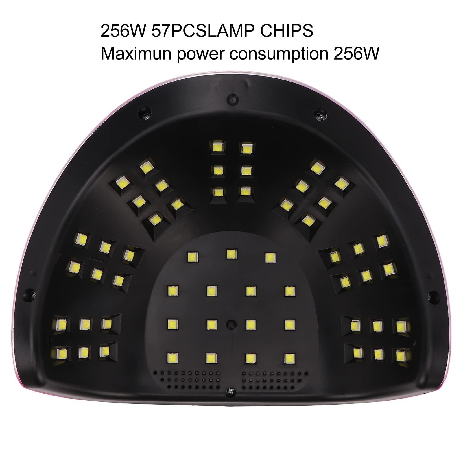 Yosoo Nail Art 256W LED Nail Lamp for Gel Polish, Tools Curing Lamps Fast LED Dryer Nail Curing Light with 57Lamp Beads,Nail Art Salon Accessories with 4 Timers Portable