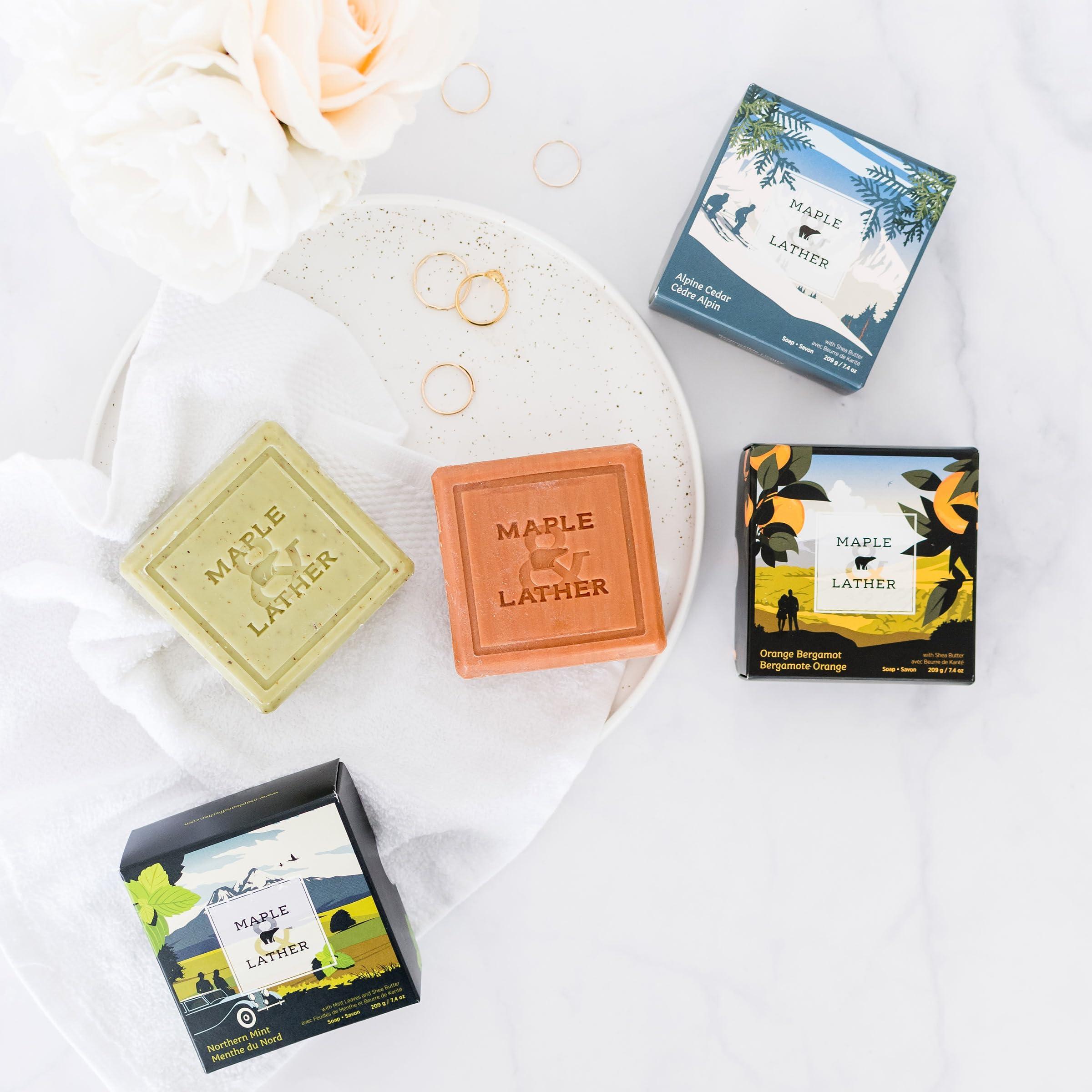 Maple and Lather Maple & Lather Triple Milled Bar Soap with Shea Butter, Maple Scent, Moisturizing, Long-Lasting, Sustainably Sourced, 209g - Made in Provence, France