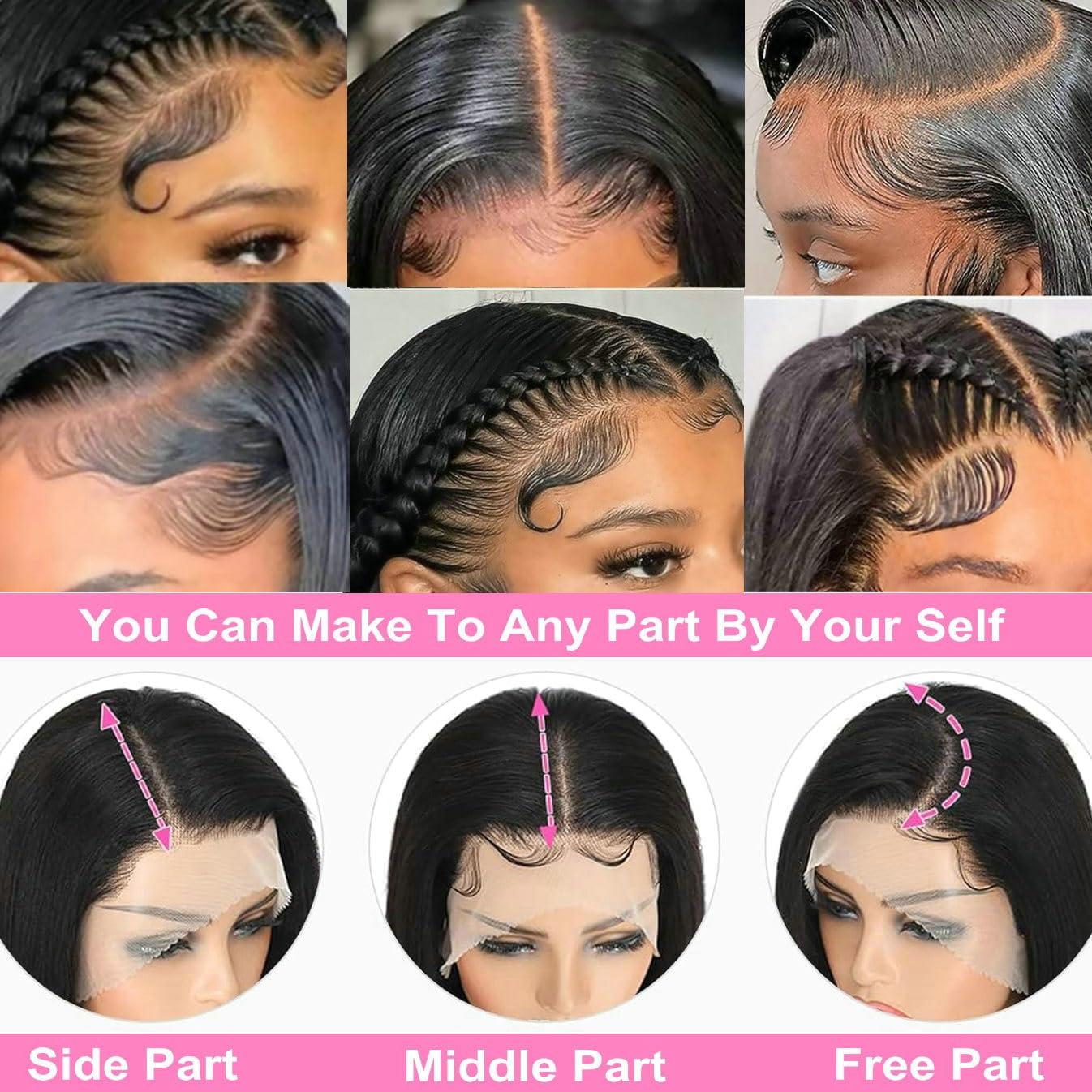 LECIPO LECIPO Bob Wigs 8 Inch Real 100% Human Hair HD 134 Front Lace Wig for Women Professional Diverse Styles