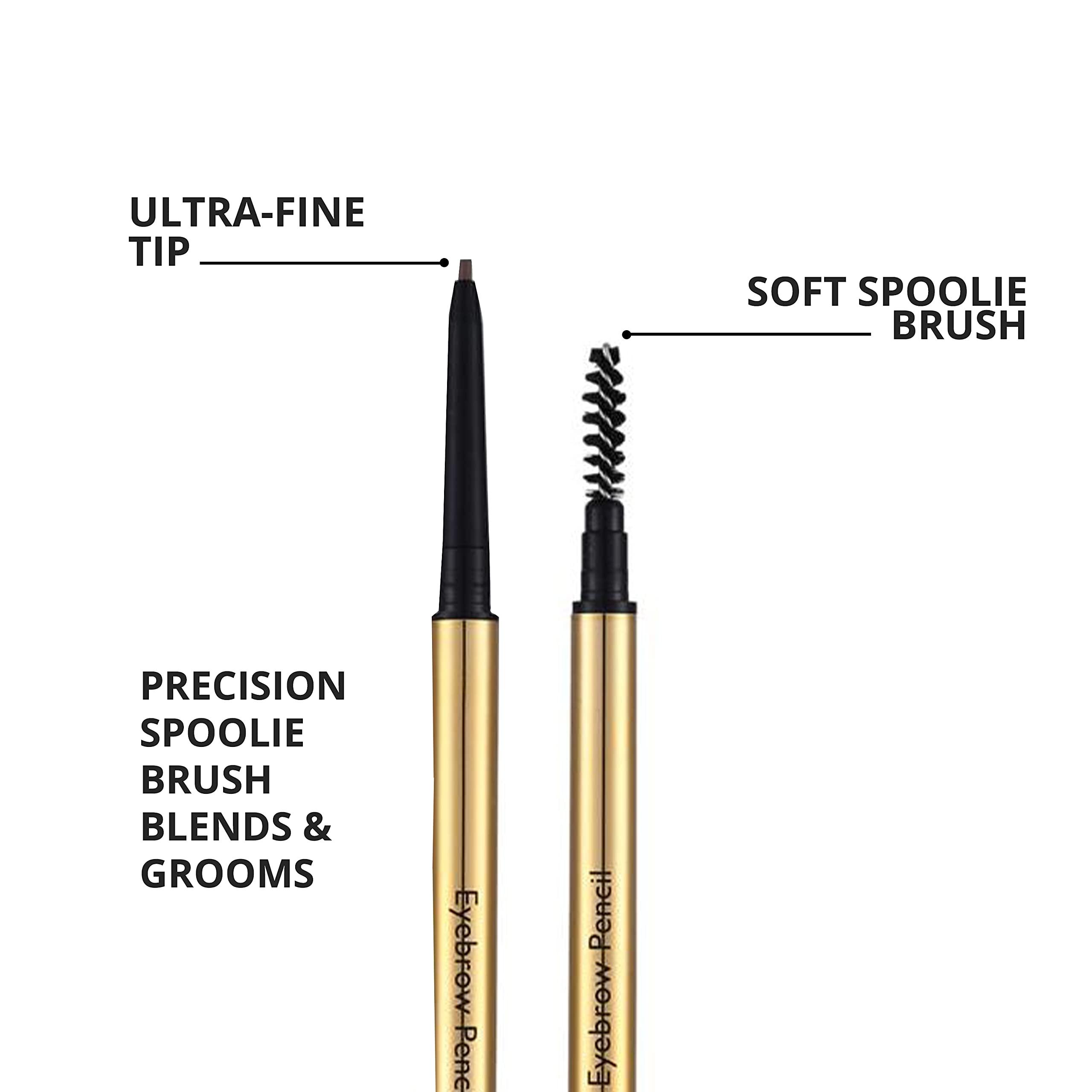 Melanie Jovanovic Eyebrow Definer Pencil | Fill in Draw Fine Lines and add volume to your Brows | Long Lasting and Waterproof | Precision Smart Double Ended Design | Mela Beauty Studio Professional Makeup (Ebony)