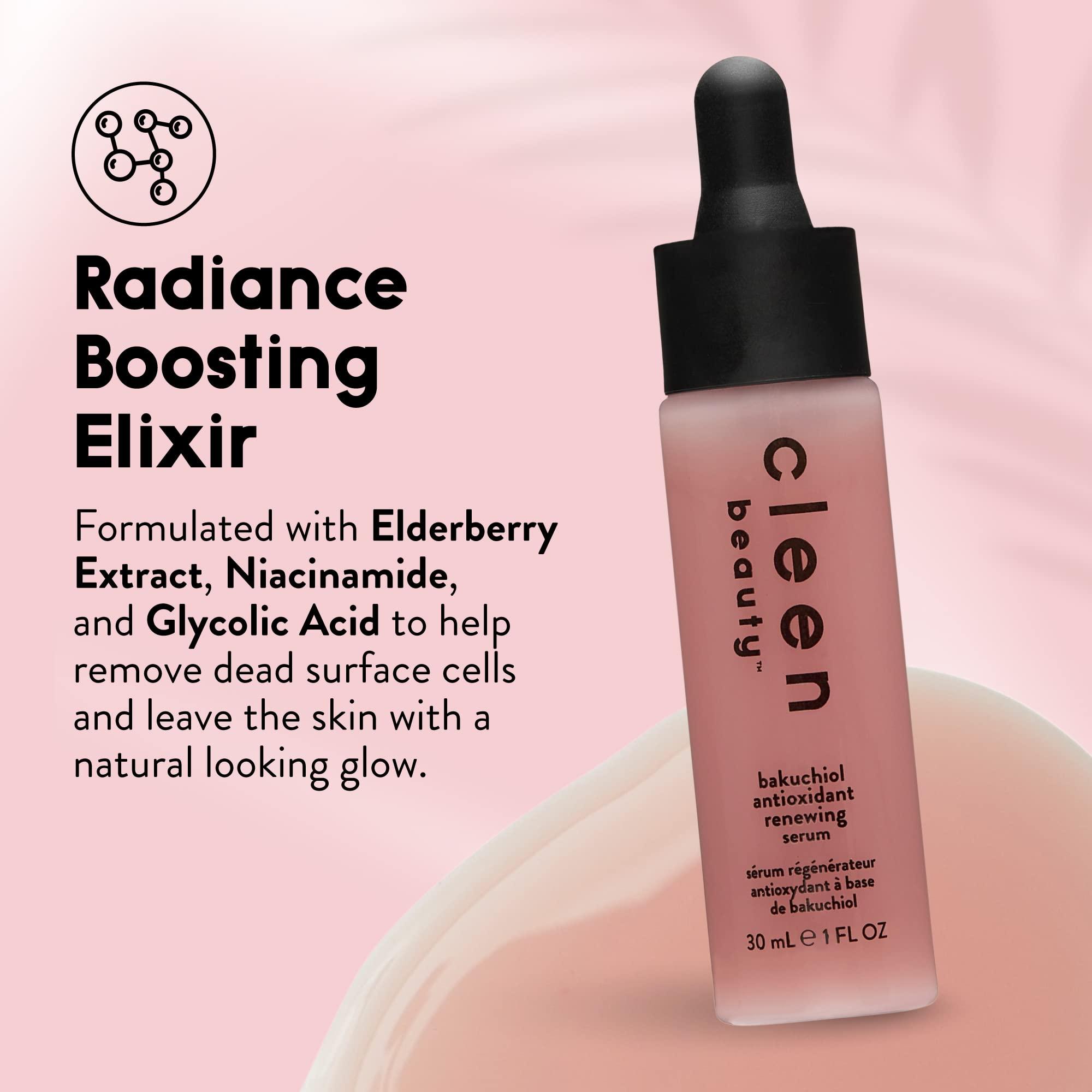 CLEEN BEAUTY Cleen Beauty Bakuchiol Antioxidant Renewing Serum | with Sapphire Lift Peptide for Face Anti Aging - Paraben Free Serum, 1 Fl Oz