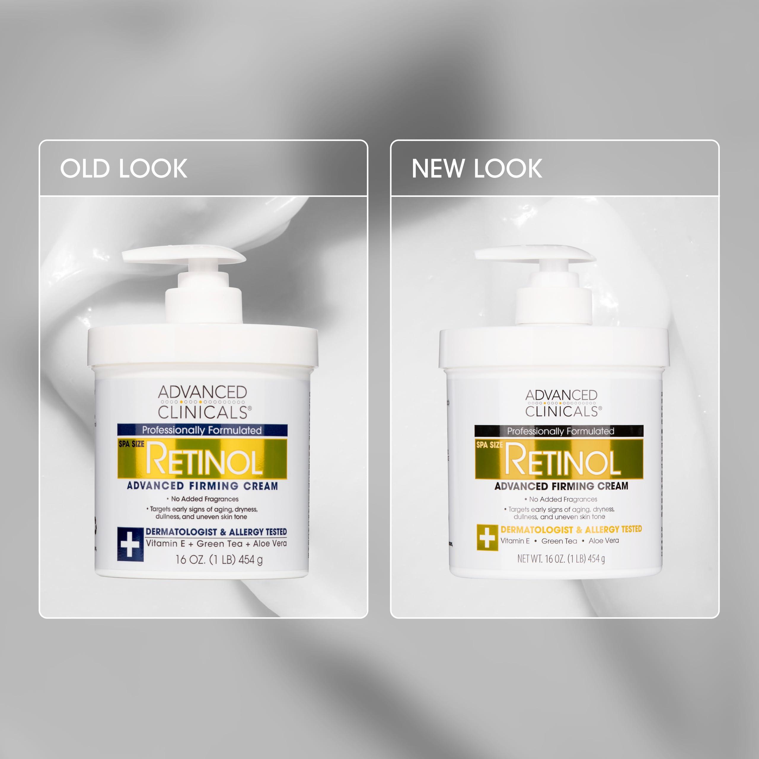 Advanced Clinicals Advanced Clinicals Retinol Body Lotion Moisturizer Face Lotion & Body Cream | Crepey Skin Care Treatment Targets Look Of Crepe Skin, Wrinkles, Sagging Skin, & Sun Damaged Skin, 16 Oz